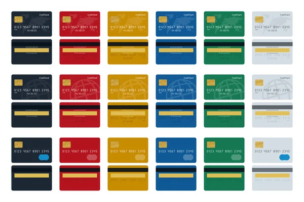 Grand jeu d'icônes de cartes de crédit — Image vectorielle