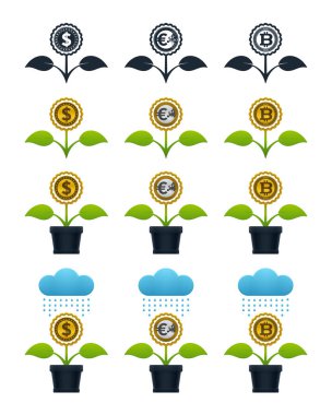 Para ile soyut büyüyen çiçekler