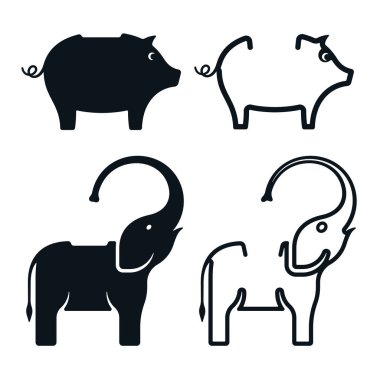 kumbara düz simgeler