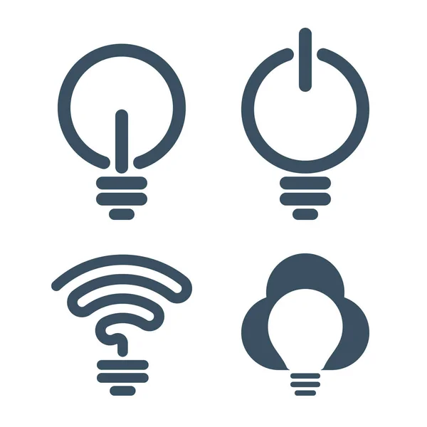 Lamp iconen met informatietechnologie Thema's — Stockvector