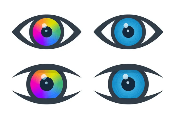 Ikony očí s barevným okem — Stockový vektor