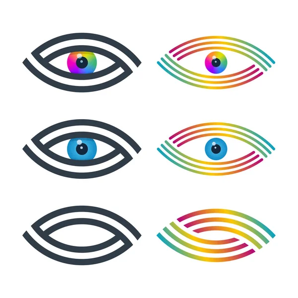 Iconos de ojos forrados en espiral — Vector de stock