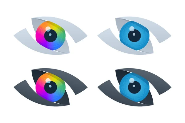 Abstract vision icons with eyeballs — Stock Vector