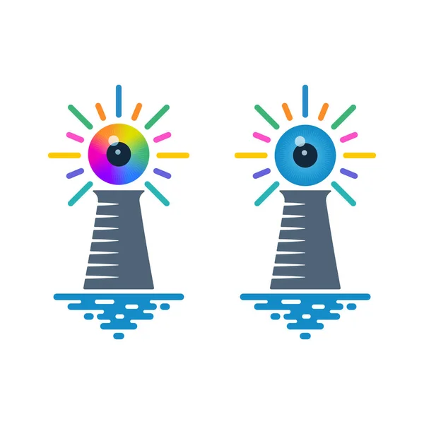 Lighthouse icons with eyeballs — Stock Vector