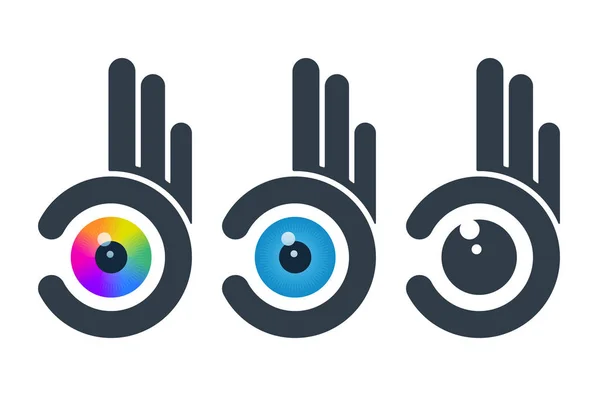 Eyeballs in abstract hands — Stock Vector