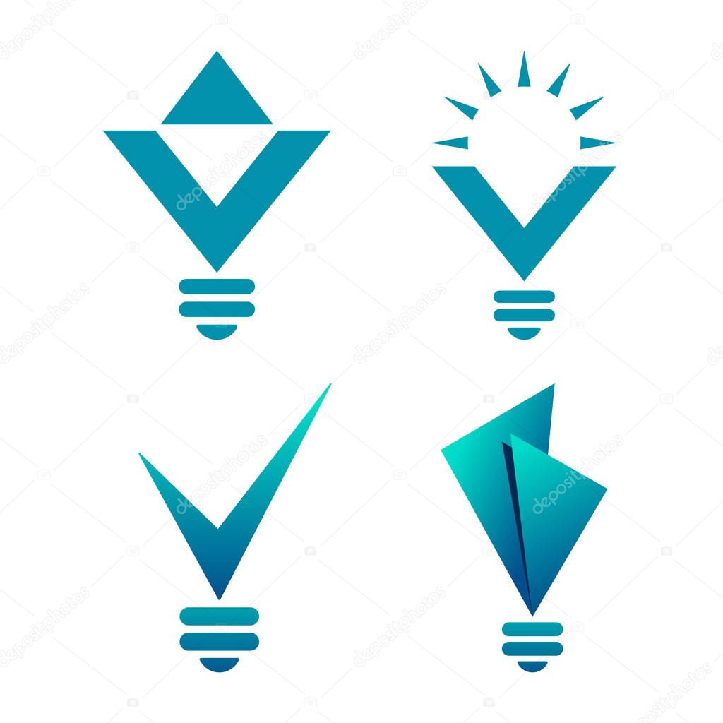 Diamond shaped bulb symbols on white background. Idea icon design.