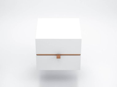 Beyaz Mockup önden görünüm ambalaj kutusu. Tasarımınızı buraya yerleştirin