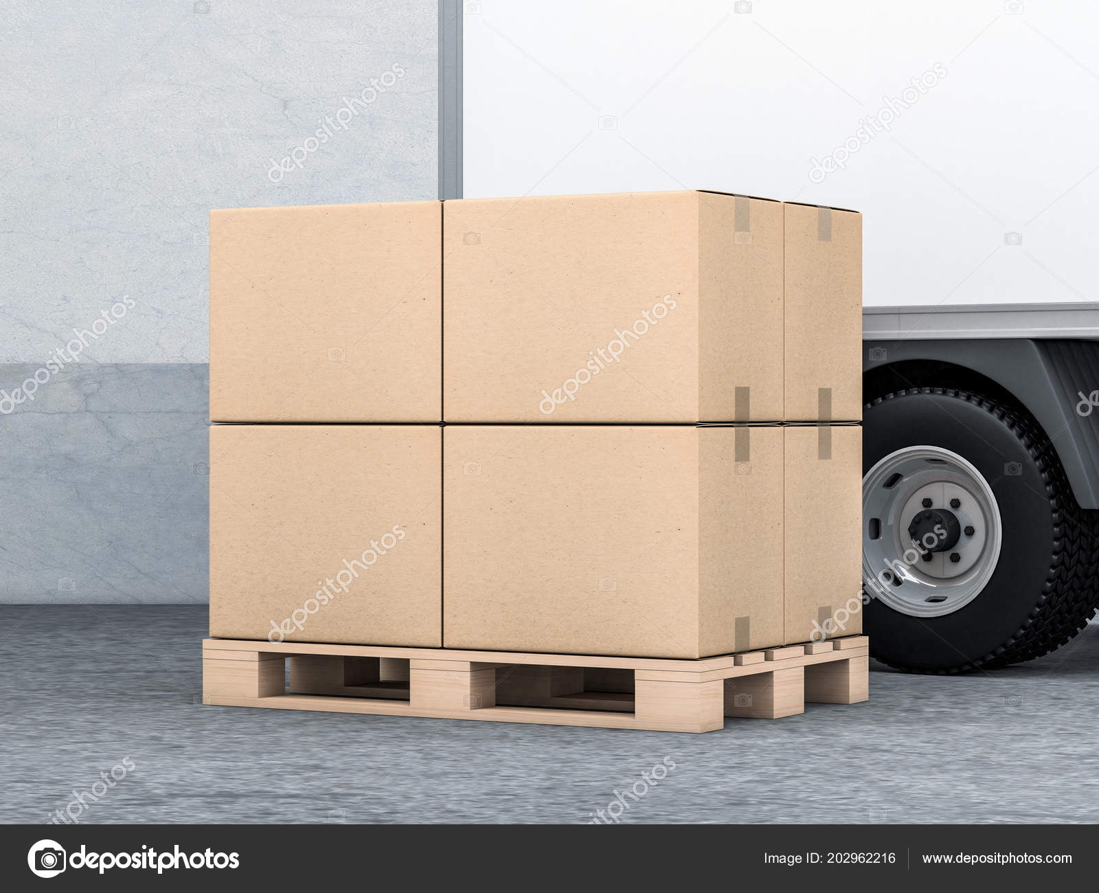 Download Cardboard Boxes Euro Pallet Truck Warehouse Stock Photo Image By C Customdesigner 202962216
