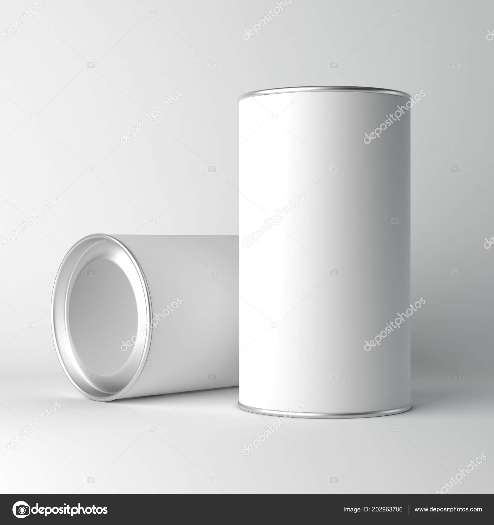 Download Two White Blank Tin Can Packaging Mockup Tea Coffee Dry Stock Photo Image By C Customdesigner 202963706