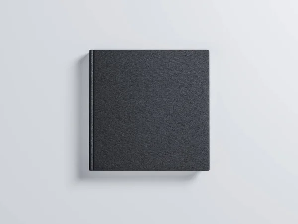 Cuadrado Negro Blanco Book Mockup Con Cubierta Dura Texturizada — Foto de Stock