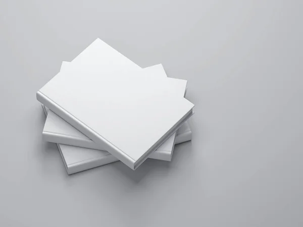 Três Livros Brancos Mockup Com Capa Texturizada — Fotografia de Stock
