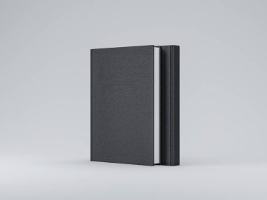İki siyah kitap mockup dokulu kapaklı