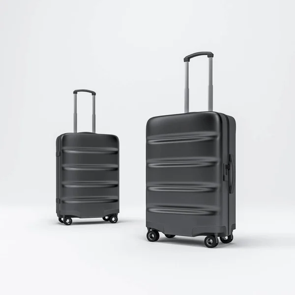 Two Black Cabin Luggage Mockup Suitcase Baggage — Stock Photo, Image