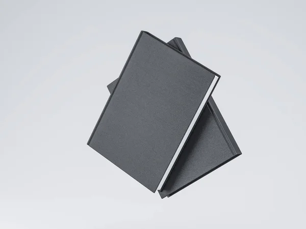 Dos Negro Blanco Libro Maqueta Con Cubierta Texturizada —  Fotos de Stock