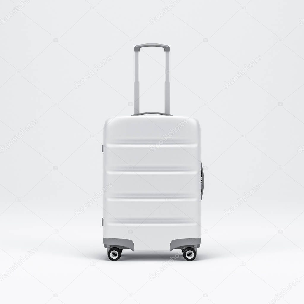 White Luggage mockup, Suitcase, baggage