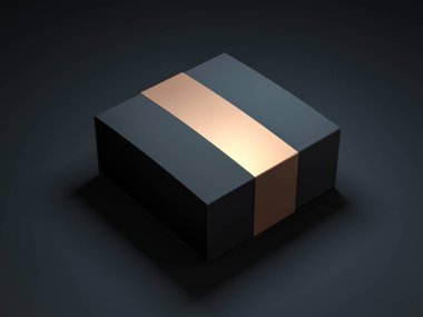 Kare siyah kutu altın etiketli karanlık Studio