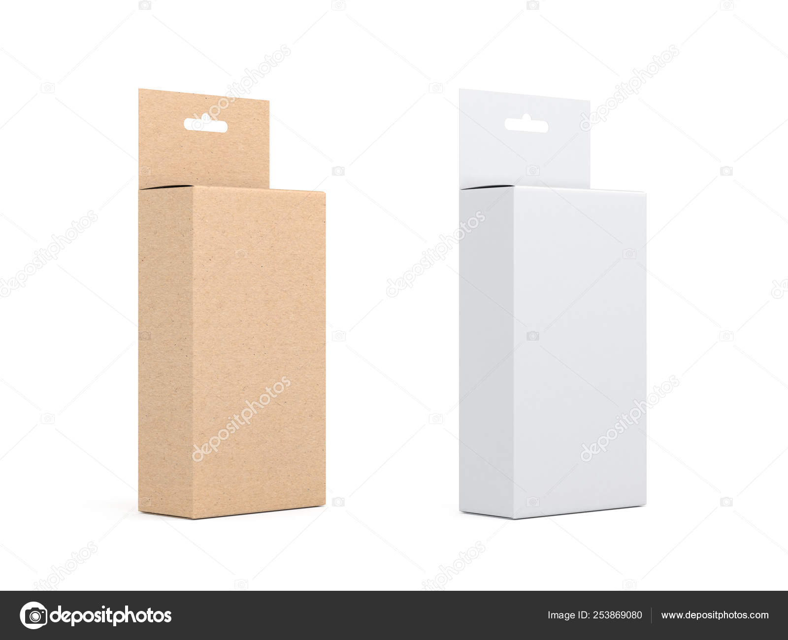 Download Two Cardboard Boxes Hang Tab Packaging Mockup Stock Photo Image By C Customdesigner 253869080