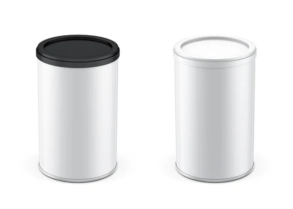 Két Fehér Üres Tin Csomagolás Makett — Stock Fotó