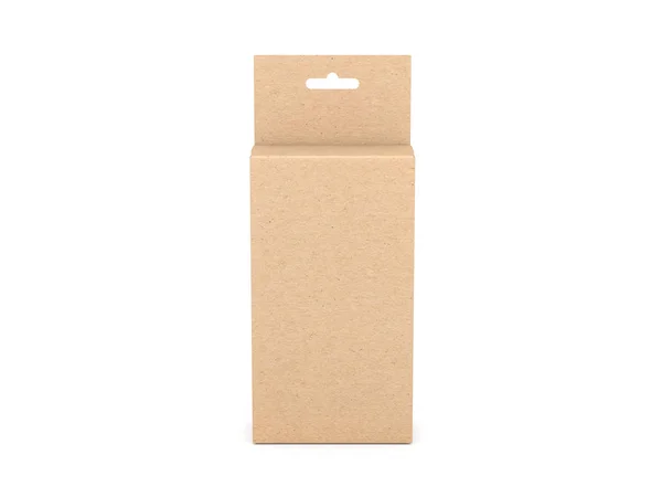 Caja Cartón Kraft Con Pestaña Colgar Mockup Para Diseño Marca — Foto de Stock