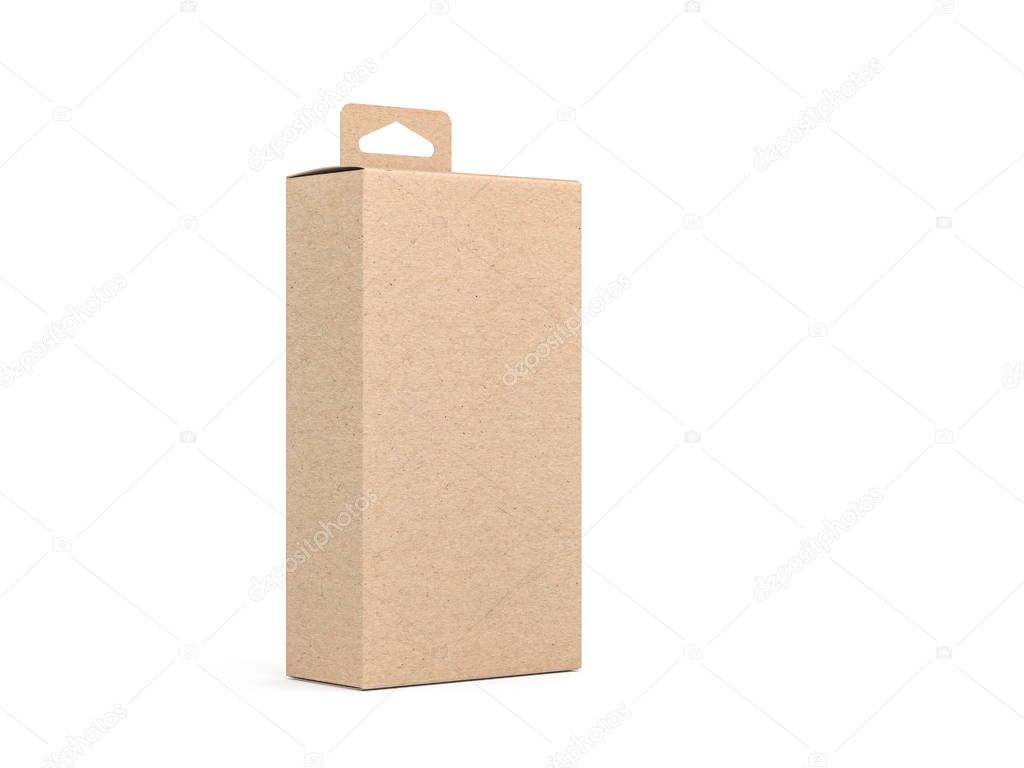 Kraft Cardboard Box with Hang Tab Mockup for design or branding