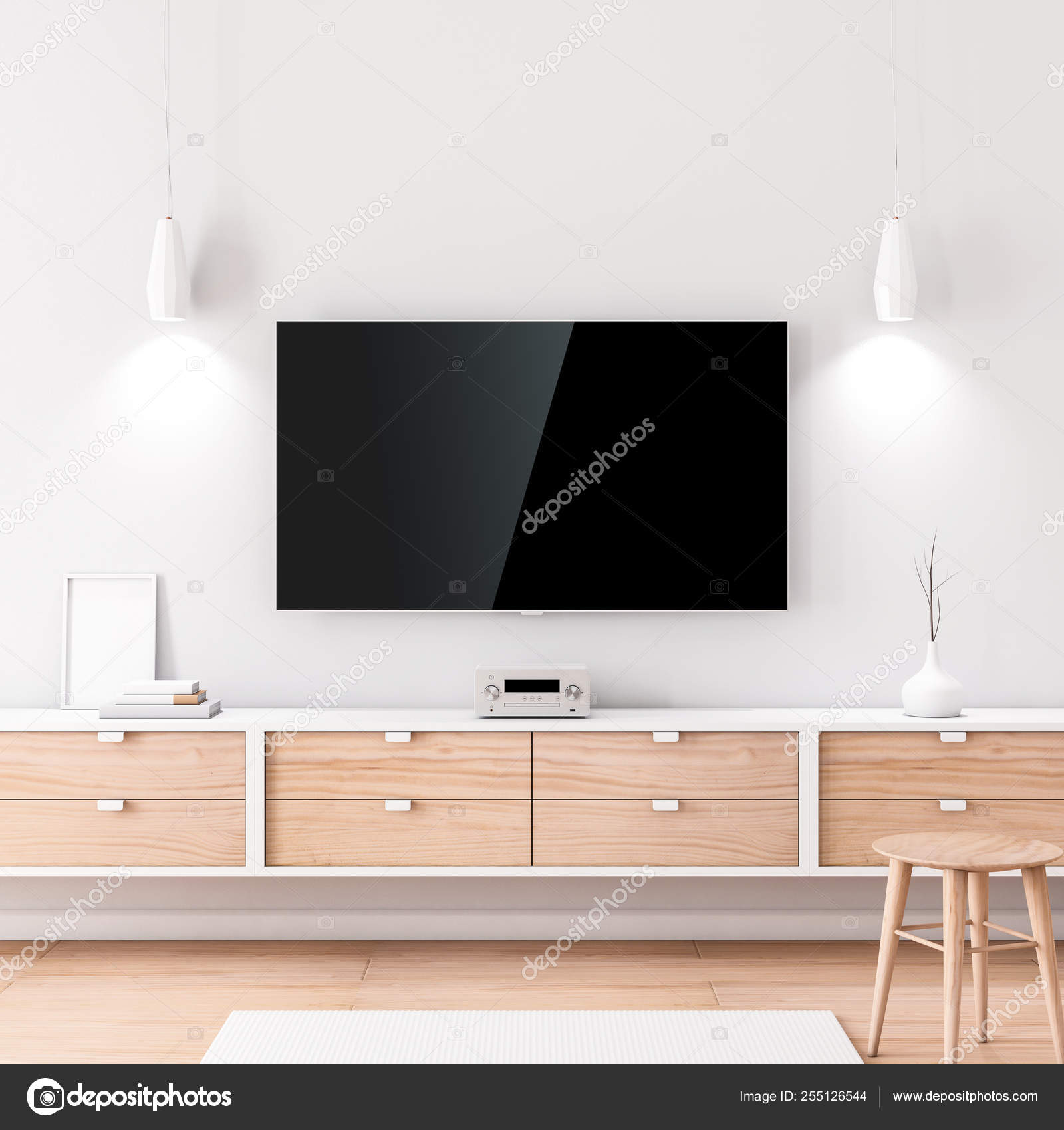 Download Smart Mockup Modern Led Hanging Wall Stock Photo Image By C Customdesigner 255126544