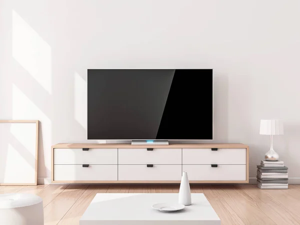 Akıllı TV mockup, oturma odasında modern LED TV 