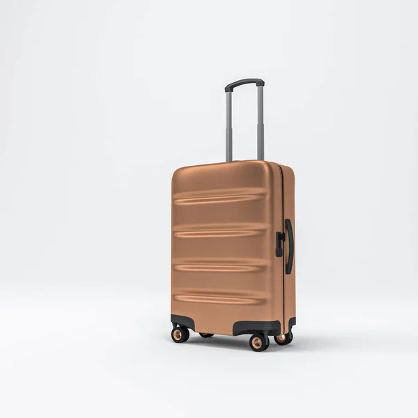 Bronze Stylish Suitcase White Background Rendering — Stock Photo, Image