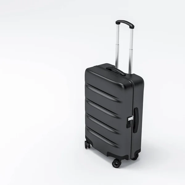 Stylish Black Suitcase White Background Rendering — Stock Photo, Image