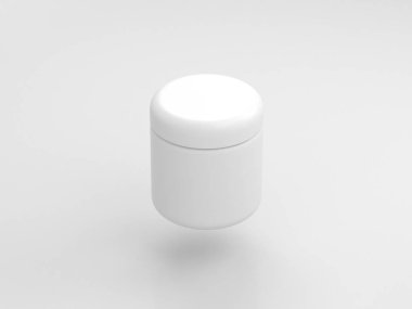 beyaz arka plan üzerinde uçan kozmetik boş kavanoz, 3d render