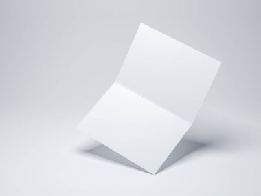 Açılan boş tebrik kartı Mockup, broşür, davetiye, 3d render