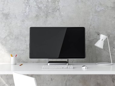 Bilgisayar monitörü Pc, sahte ile üzerine beyaz izole göstermek
