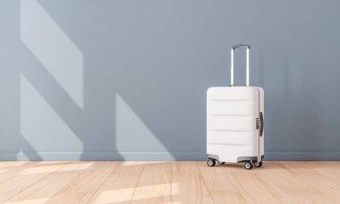 Beyaz Bagaj Mockup Hafif arka plan, Bavul, bagaj, 3d render