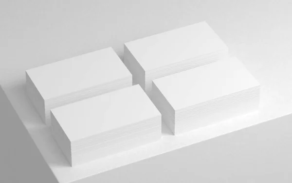 Four Stacks White Business Cards Rendering — Stock Photo, Image