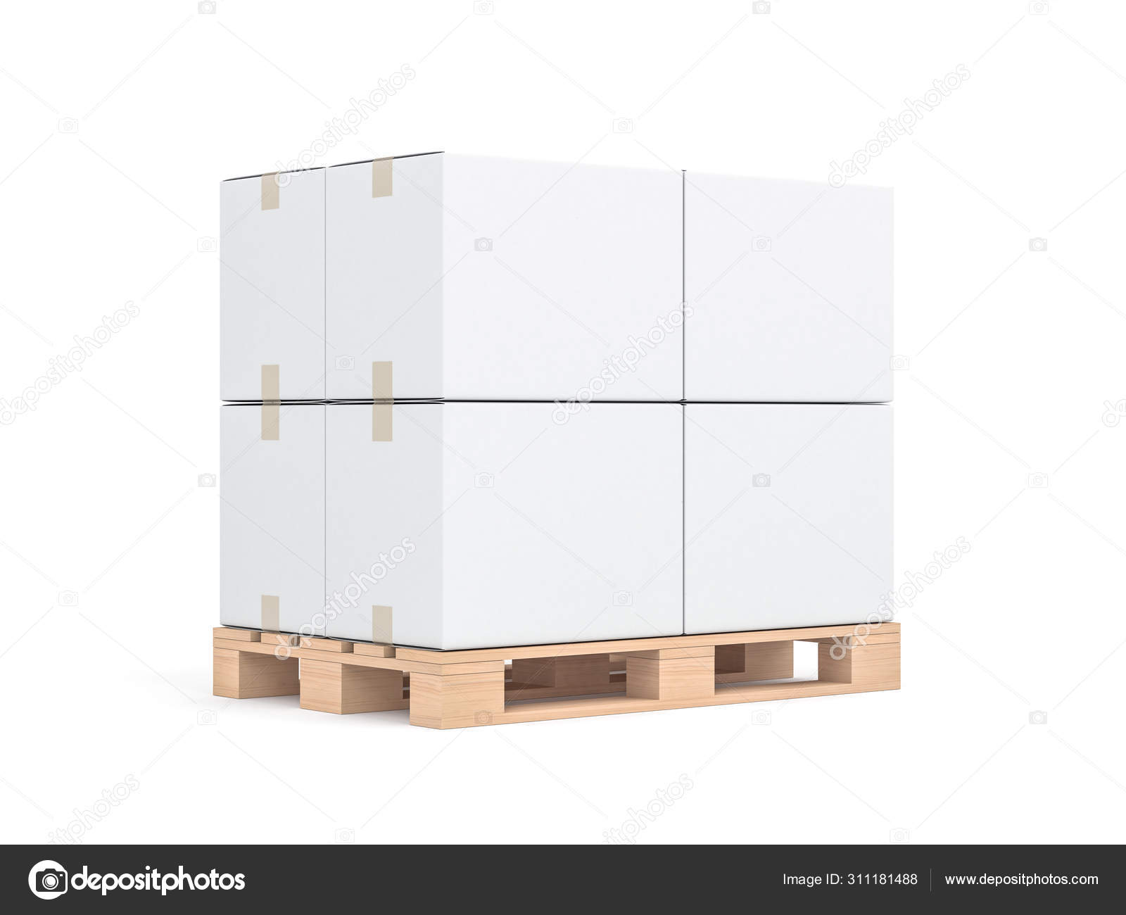 Download Stack Cardboard Boxes Mockup Euro Pallet Rendering Stock Photo Image By C Customdesigner 311181488