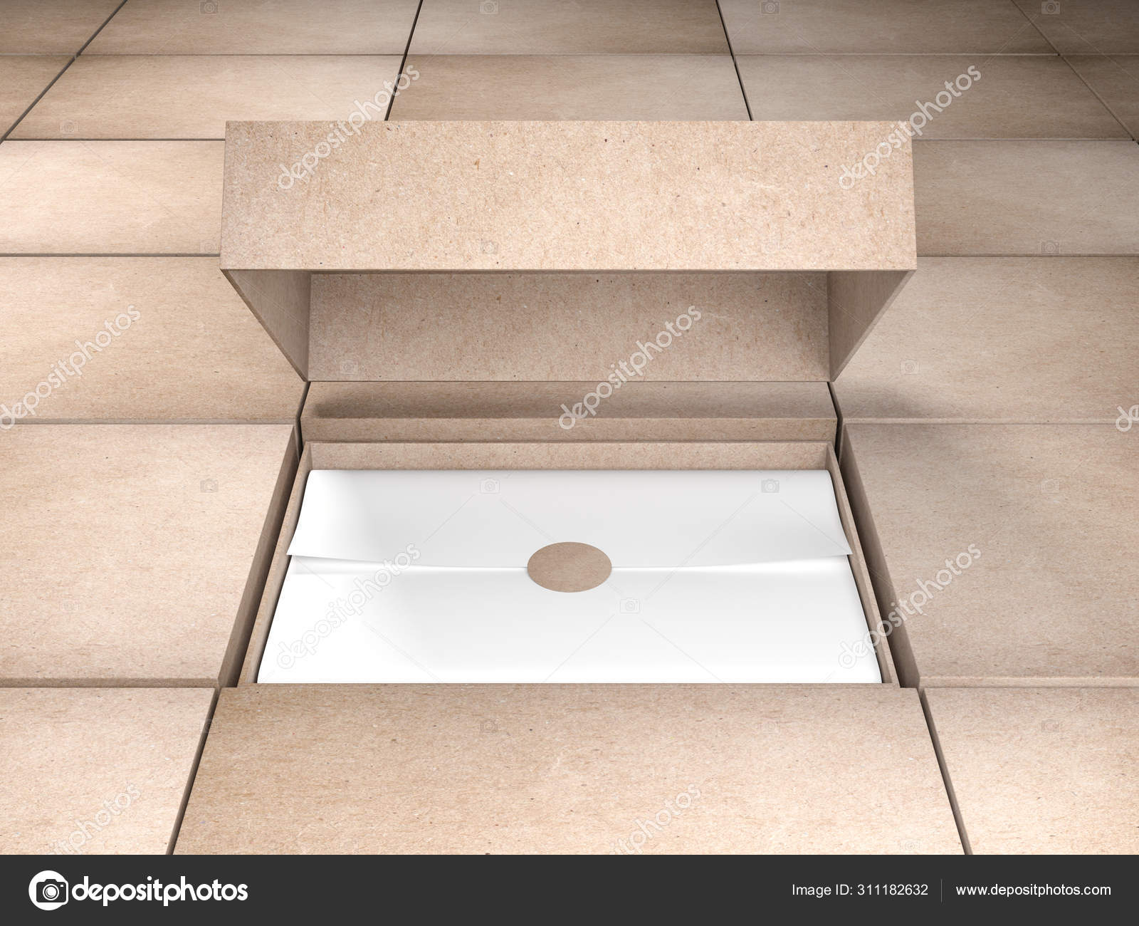 Download Opened Cardboard Box Mockup White Wrapping Paper Rendering Stock Photo Image By C Customdesigner 311182632