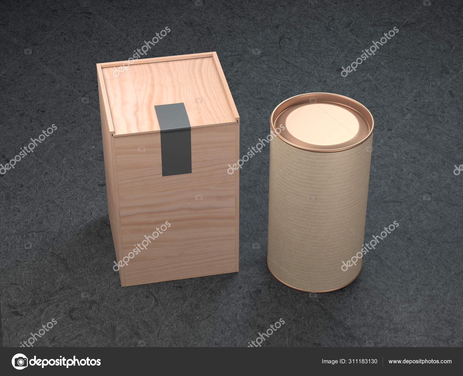 Download Mockup Of Three Kraft Cardboard Blank Tincan Packaging Stock Photo Image By C Customdesigner 311183130