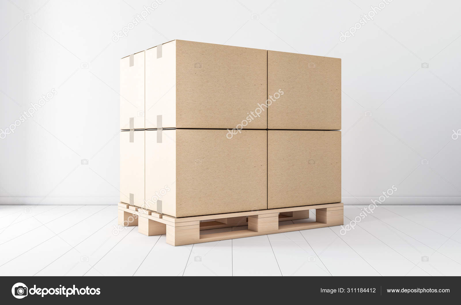 Download Stack Cardboard Boxes Mockup Euro Pallet Rendering Stock Photo Image By C Customdesigner 311184412