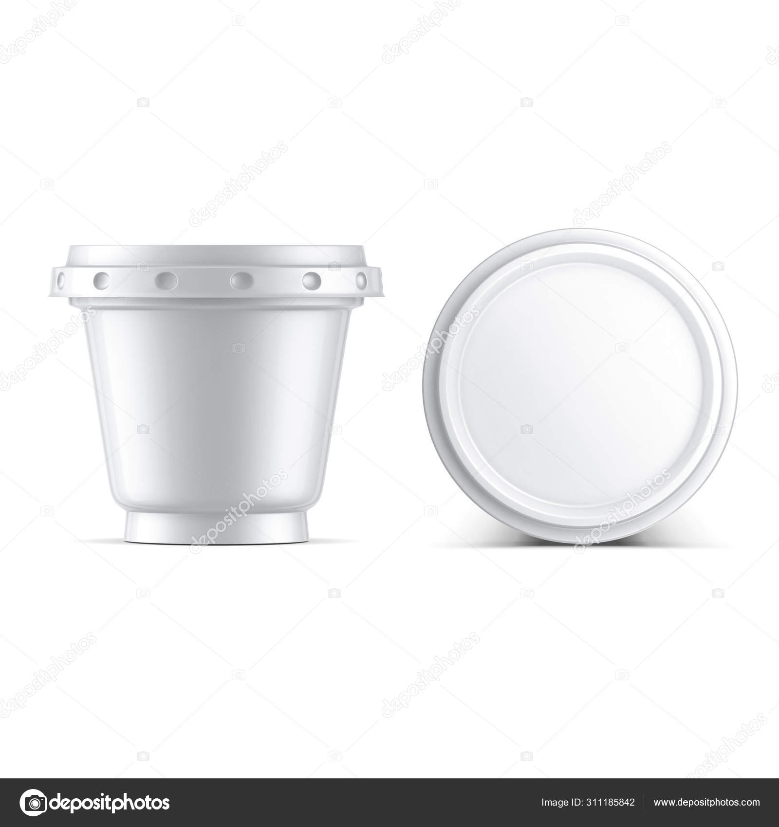 Yogurt Cup Mockup Plastic Cap Rendering Stock Photo Image By C Customdesigner 311185842