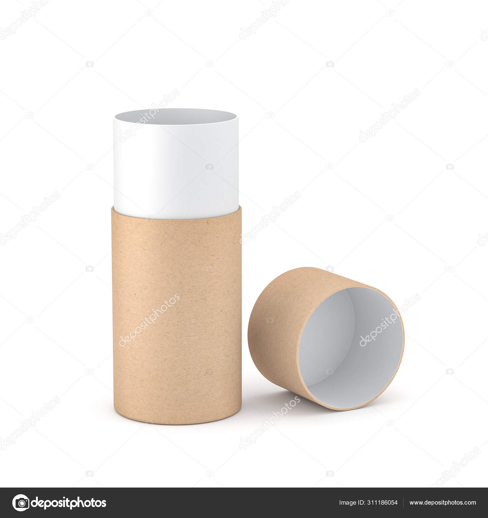 Download Opened Kraft Paper Tube Tin Can Mockup Rendering Stock Photo Image By C Customdesigner 311186054