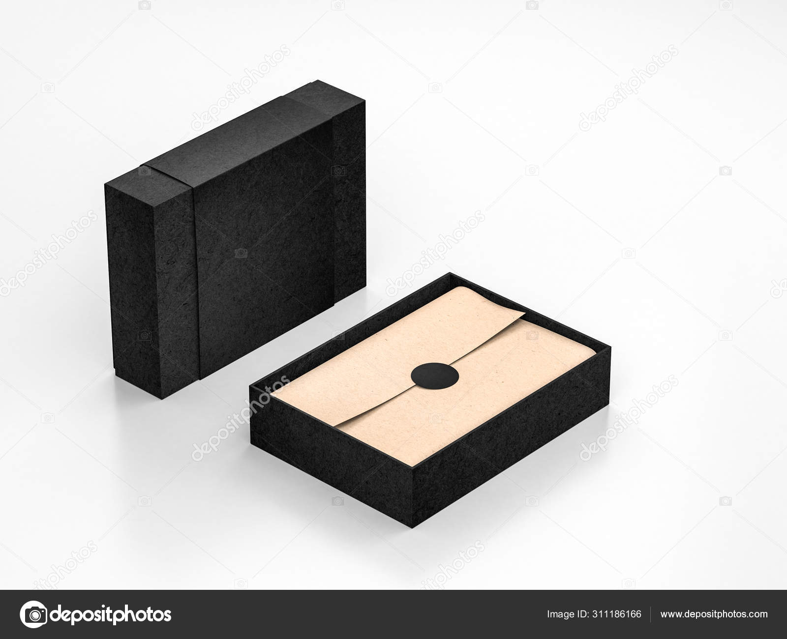 Download Opened Black Box Mockup Kraft Wrapping Paper Label Rendering Stock Photo By C Customdesigner 311186166