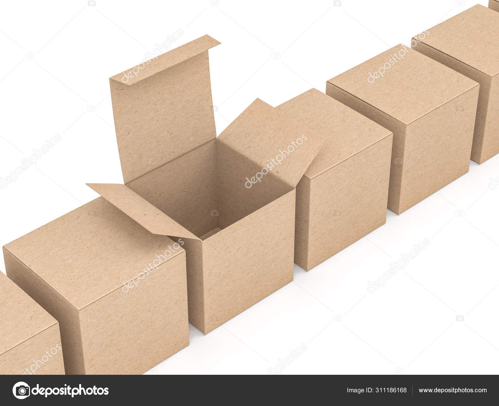 Download Opened Kraft Paper Box Mockup White Background Rendering Stock Photo Image By C Customdesigner 311186168