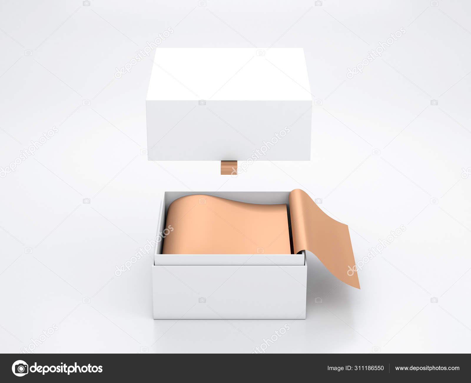Download White Opened Box Packaging Mockup Flying Cover Gold Wrapping Paper Stock Photo By C Customdesigner 311186550