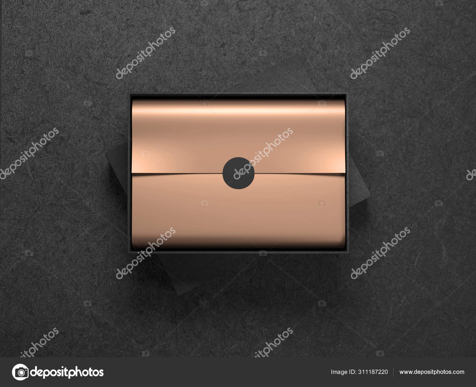 Cardboard Box Golden Wrapping Paper Black Label Sticker Rendering Stock  Photo by ©Customdesigner 311183948