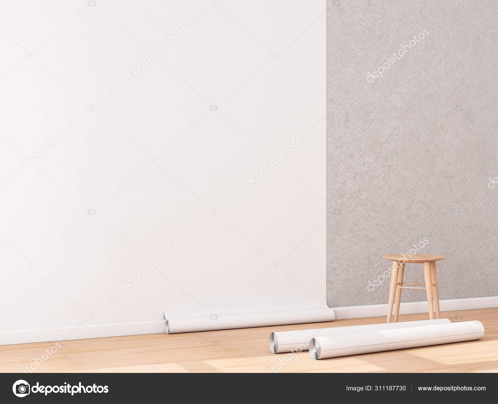 Download Blank White Wallpaper Roll Mockup Hanging Wall Empty Interior Rendering Stock Photo Image By C Customdesigner 311187730