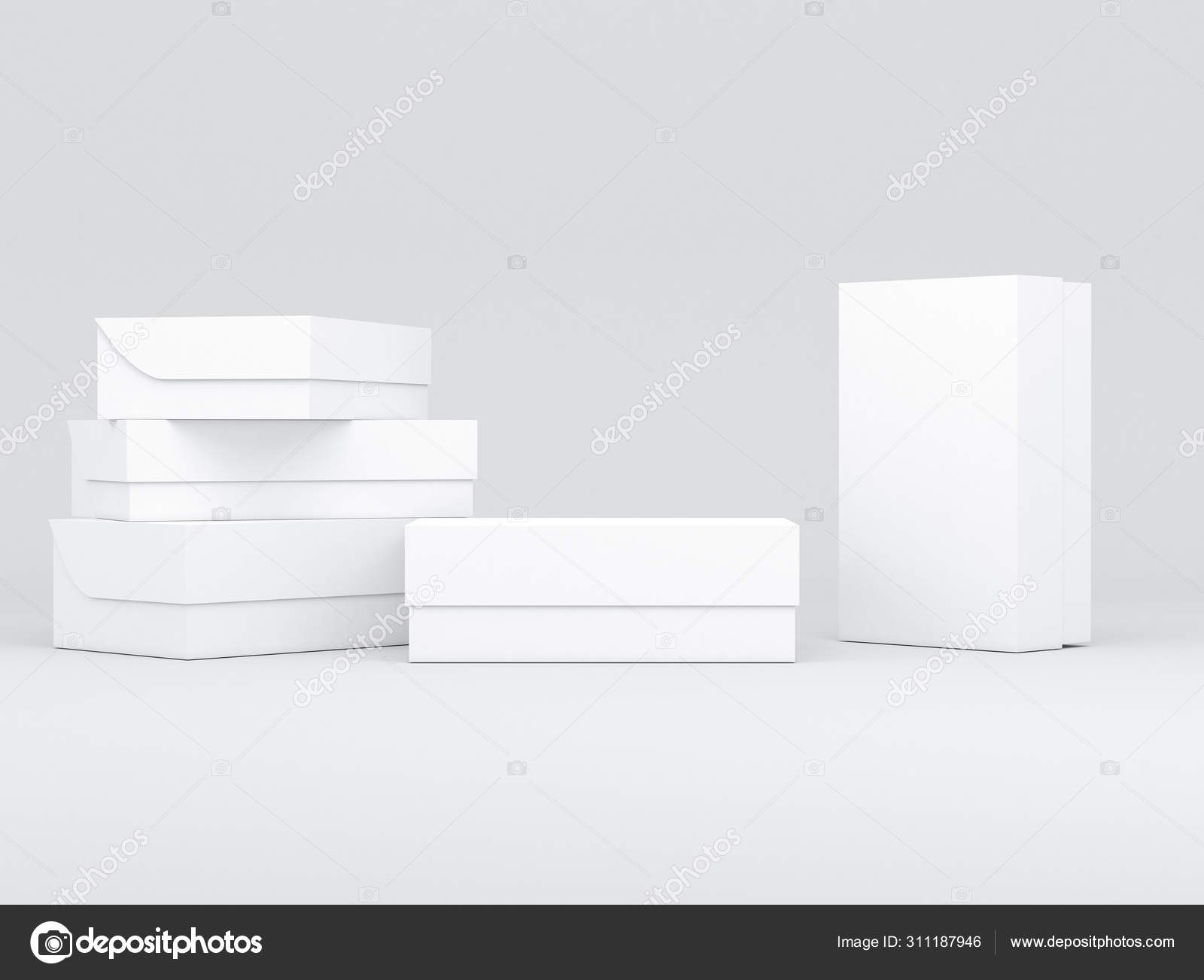 Download White Shoe Boxes Packaging Mockup Your Design Branding Rendering Stock Photo C Customdesigner 311187946 PSD Mockup Templates