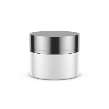 Kozmetik ürünleri için silindirik kavanoz modeli, kapaklı, 3D görüntüleme