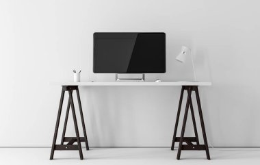 Bilgisayar monitörü Pc, sahte ile üzerine beyaz izole göstermek