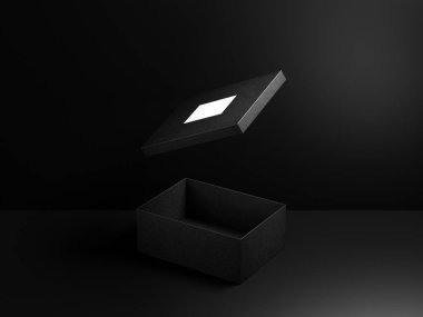 Siyah arkaplan üzerindeki dijital kutunun modeli