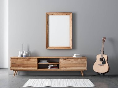 boş çerçeveli modern iç mekan. 3d oluşturma