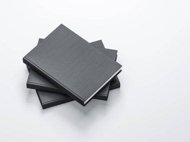 Üç siyah kitap kapağı desenli, üç boyutlu.